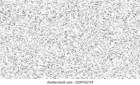 Black dots texture with noise effect. Abstract halftone background. Vector glitch backdrop. Digital screen with matrix or binary code.