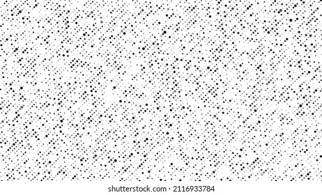 Black dots texture with noise effect. Abstract halftone background. Vector glitch backdrop. Digital screen with matrix or binary code.