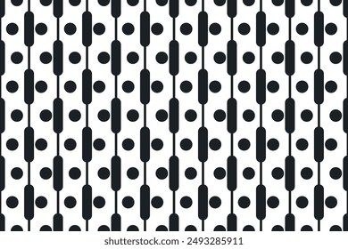 Black dots and vertical lines. Black and white repeating texture pattern.
