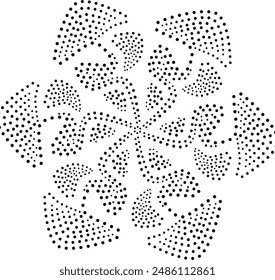 Black  Dotted Abstract Central Design Element 
