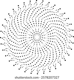 Black Dotted Abstract Central Design Element. Can be used to create patterns for fabric, curtain, cushion, wallpaper, gift wrap, carpet, embroidery, card, cover etc. or as a central design element.