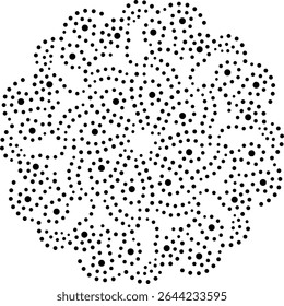 Black Dotted Abstract Central Design Element. Can be used to create patterns for embroidery, fabric, cushion, carpet, curtain, wallpaper, gift wrap, card, cover etc.