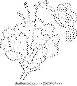 Padrão De Design Abstrato Pontilhado Preto Mostrando Flor E Borboleta. Pode ser usado para a sala de jogos, quarto do bebê, produtos da criança, tecido, almofada, bordado, cartão, tampa, papel de parede, fundo etc. 