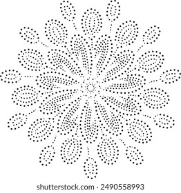 Black Dotted Abstract  Floral Central Design Element.  Can be used to create patterns for cushions, fabric, wallpaper,  gift wraps or can be used as a decorative element  for cards, greetings  etc.