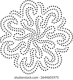Black Dotted Abstract Floral Central Design Element. Can be used to create patterns for embroidery, fabric, cushion, carpet, curtain, wallpaper, gift wrap, card, covers etc.