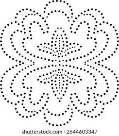 Black Dotted Abstract Floral Central Design Element. Can be used to create patterns for embroidery, fabric, cushion, carpet, curtain, wallpaper, gift wrap, card, covers etc.