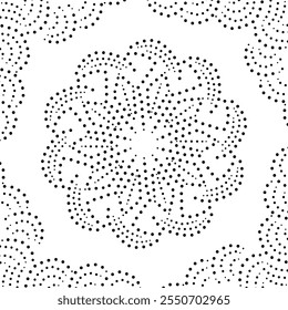 Preto Pontilhado Abstrato Design Floral. Pode ser usado como almofada, bordados, design de tampa ou para criar padrões repetitivos para tecido, cortina, tapete, papel de parede, envoltório de presente etc.