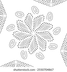 Black Dotted Abstract Floral Design. Can be used as cushion, embroidery,  cover design or to create repetitive patterns for fabric, curtain,  carpet,  wallpaper, gift wrap etc.