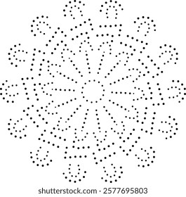Black Dotted Abstract Floral Design Element. Can be used to create patterns for fabric, curtain, cushion, wallpaper, gift wrap, carpet, embroidery, card, cover etc. or as a central design element.