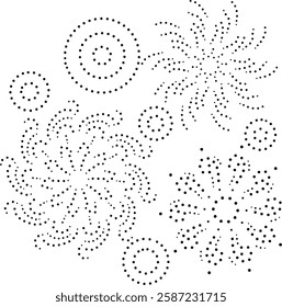 Black Dotted Abstract Floral Design. Can be used for fabric, embroidery, cushion, carpet, curtain, wallpaper, background, card, cover,blanket,interior, tiles, laminates, bags, phone case, table cloth.