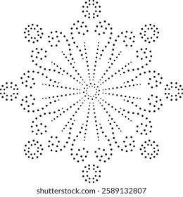 Black Dotted Abstract Floral Design Element.  Can be used as an individual element for decoration, cushion, embroidery, card, cover or to create patterns for fabric, wallpaper, gift wrap, background.