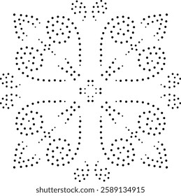 Black Dotted Abstract Floral Design Element. Can be used as an individual element for decoration, cushion, embroidery, table cloth, card, cover or to create patterns for fabric, wallpaper, background.