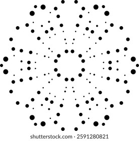 Black Dotted Abstract Floral Design Element. Can be used to create patterns for fabric, cushion, carpet, curtain, wallpaper pattern, gift wrap, background or as a decorative element for cards, covers.