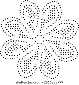 Black Dotted Abstract Floral Design Element. Can be used as a central element for cards, embroidery, greetings, cover, cushion, carpet, fabric or to create repetitive patterns for wallpaper, curtains 