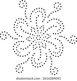 Black Dotted Abstract Floral Design Element. Can be used as a central element for cards, embroidery, greetings, cover, cushion, carpet, fabric or to create repetitive patterns for wallpaper, curtains 