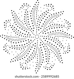 Black Dotted Abstract Floral Element.  Can be usedtp create patterns for fabric, embroidery, cushion, carpet, curtain, wallpaper, gift wrap, background, card, cover, bags or as individual element.