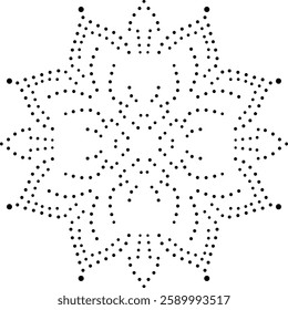 Black Dotted Abstract Floral Element.  Can be usedtp create patterns for fabric, embroidery, cushion, carpet, curtain, wallpaper, gift wrap, background, card, cover, bags or as individual element.