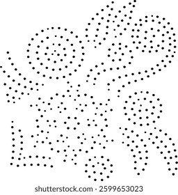 Black Dotted Abstract Floral-Leaves Design Pattern. Can be used for fabric, embroidery, cushion, carpet, curtain, wallpaper, background, bags, table cloth, card, cover etc.