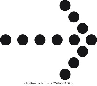 Black dotted arrow, composed of circles in increasing size, pointing right, serves as a modern symbol for direction and movement, perfect for navigation and progress