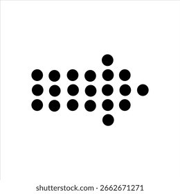 Flecha punteada negra que apunta a la derecha sobre fondo blanco. Icono de dirección de estilo semitono para interfaz de usuario, navegación digital, control de Web o Elementos de diseño tecnológicos.

