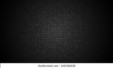 Black dotted background. Randomly colored dots. Minimal background. Modern gradient dot background. Vector illustration