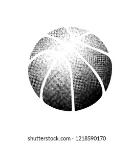 Black dotted basketball silhouette isolated on white background