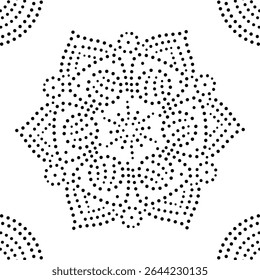Padrão De Design Floral Preto Pontilhado Borderado Abstrato. Pode ser usado para bordados, tecido, almofada, tapete, cortina, papel de parede, cartão, tampa etc.