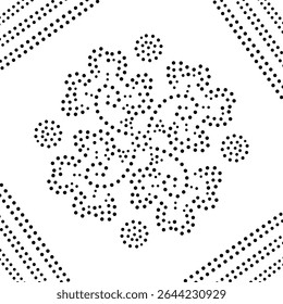 Padrão De Design Floral Preto Pontilhado Borderado Abstrato. Pode ser usado para bordados, tecido, almofada, tapete, cortina, papel de parede, cartão, tampa etc.