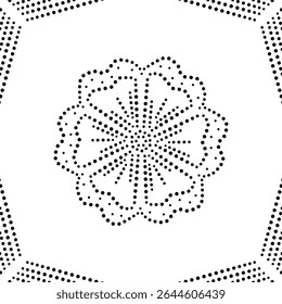 Padrão De Design Floral Preto Pontilhado Borderado. Pode ser usado para bordados, tecido, almofada, tapete, cartão, tampa, toalha de mesa etc. Ou como elemento decorativo individual. 
