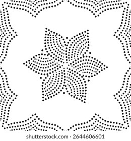 Padrão De Design Floral Preto Pontilhado Borderado. Pode ser usado para bordados, tecido, almofada, tapete, cartão, tampa, toalha de mesa etc. Ou como elemento decorativo individual. 