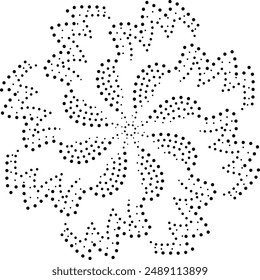 Elemento floral central punteado negro. Se puede utilizar para cojines, fundas de cojín, como patrones de tela y para crear patrones repetitivos, para la decoración, etc.