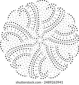 Black Dotted Circular Central Design Element.  Can be used to create repetitive patterns for wallpapers,  fabric, gift wraps etc.