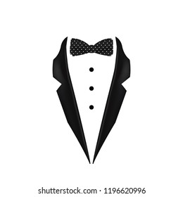 black dotted colored bow tie dinner jacket collar icon. Element of evening menswear illustration