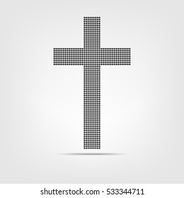 Black dotted cross. Abstract christian cross. Vector illustration
