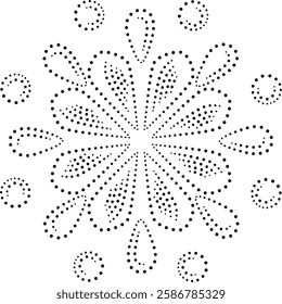 Black Dotted Floral Abstract Central Design Element. Can be used as to create patterns for fabric, embroidery, cushion, carpet, curtain, wallpaper, gift wrap, background or as an individual element. 