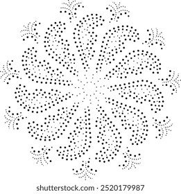 Black Dotted Floral Abstract Design. Can be used as central decorative element or as cushion, embroidery design or to create repetitive patterns for wallpaper, fabric, carpet, curtains etc.
