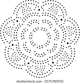 Black Dotted Floral Abstract Design Element. Can be used to create patterns for fabric, embroidery,  cushion, curtains, carpet, wallpaper,  gift wrap or as decorative element for cards, cover etc.