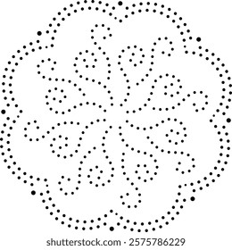 Black Dotted Floral Abstract Design Element. Can be used to create patterns for fabric, embroidery,  cushion, curtains, carpet, wallpaper,  gift wrap or as decorative element for cards, cover etc.