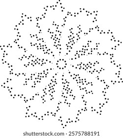 Black Dotted Floral Abstract Design Element. Can be used to create patterns for fabric, embroidery,  cushion, curtains, carpet, wallpaper,  gift wrap or as decorative element for cards, cover etc.