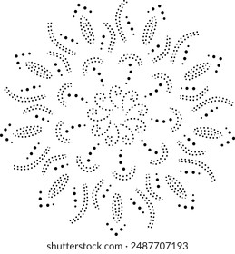 Black Dotted Floral Central Design Element