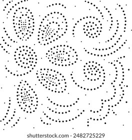 Black Dotted Floral Design Element 