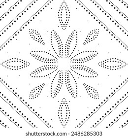 Black Dotted Floral Design Pattern 
