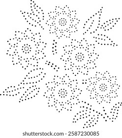 Black Dotted Floral Design Pattern. Can be used for fabric, embroidery, cushion, carpet, curtain, wallpaper, background, card, cover,blanket,interior, tiles, laminates, bags, phone case, table cloth.