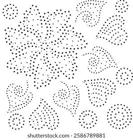 Black Dotted Floral Leaves Design Pattern. Can be used as a pattern for fabric, embroidery, cushion, carpet, curtain, wallpaper, gift wrap, background,phone case, bags, table cloth, card, cover etc.