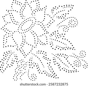 Black Dotted Floral-Leaves Design. Can be used for fabric, embroidery, cushion, carpet, curtain, wallpaper, background, card, cover,blanket,interior, tiles, laminates, bags, phone case, table cloth.