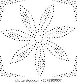 Black Dotted Framed Abstract Floral Design Pattern. Can be used for cushion, embroidery, carpet, card, cover or to create repetitive patterns for fabric, curtain, wallpaper, background etc. 