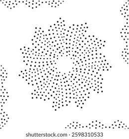 Black Dotted Framed Abstract Floral Design Pattern. Can be used for cushion, embroidery, carpet, card, cover or to create repetitive patterns for fabric, curtain, wallpaper, background etc. 
