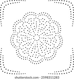Black Dotted Framed Abstract Floral Design Pattern. Can be used for cushion, embroidery, carpet, card, cover or to create repetitive patterns for fabric, curtain, wallpaper, background etc. 