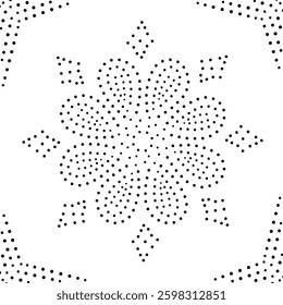 Black Dotted Framed Abstract Floral Design Pattern. Can be used for cushion, embroidery, carpet, card, cover or to create repetitive patterns for fabric, curtain, wallpaper, background etc. 