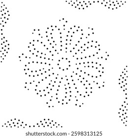 Black Dotted Framed Abstract Floral Design Pattern. Can be used for cushion, embroidery, carpet, card, cover or to create repetitive patterns for fabric, curtain, wallpaper, background etc. 